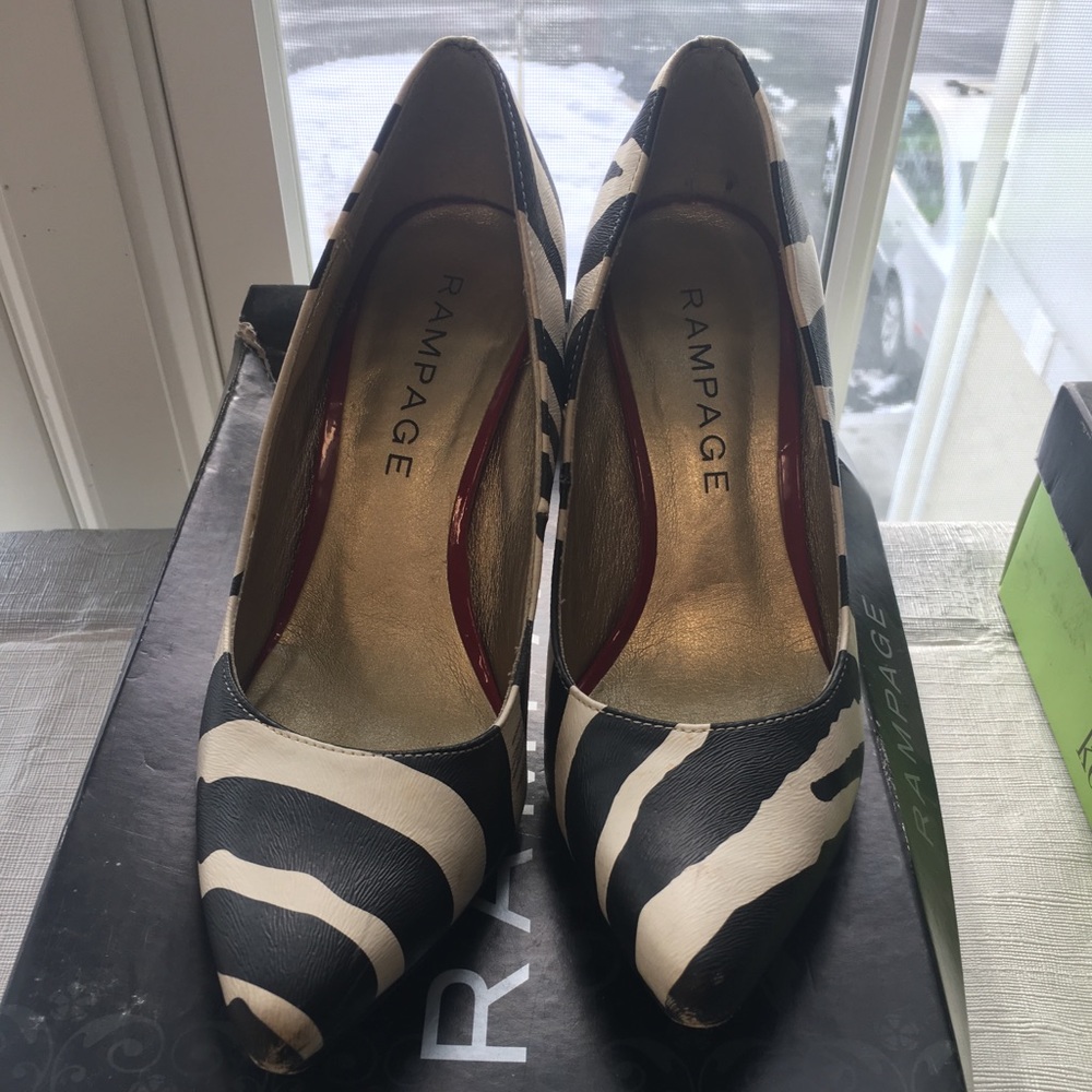 Rampage Zebra Print and Red Pumps